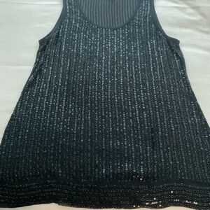 Eileen Fisher Black Sequin Tank Top Silk